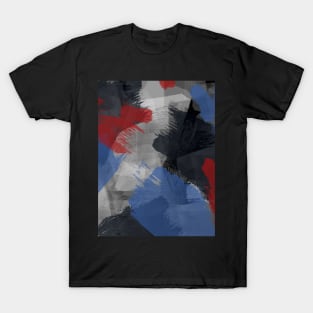 Chaos Gray Red Blue Abstract Art Digital Painting T-Shirt